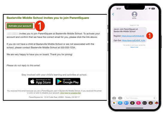 Image Showing Activation email or text