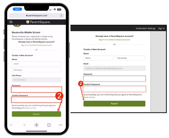 Image of phone and computer browser showing register page