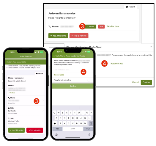 Smartphone showing verification on App and computer web browser showing the same